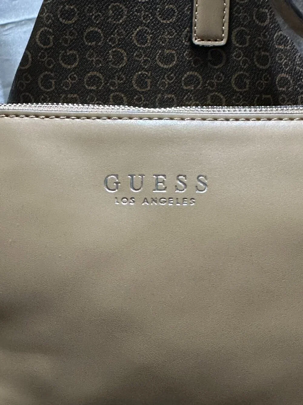 Guess Totte Bag Brown Portini With Included Pouch Mocha